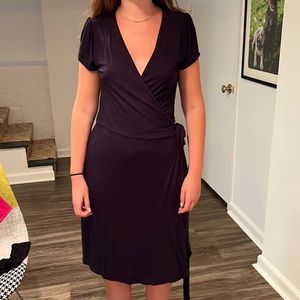 Navy Short Sleeve Wrap Dress